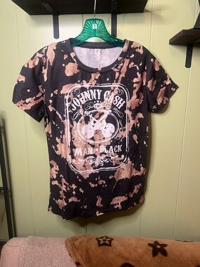 Johnny Cash Black Tie-Dye Short Sleeve Tee